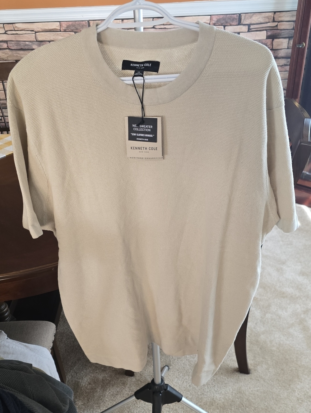 Kenneth Cole Men’s Short-Sleeve Crewneck Tee — Cream
